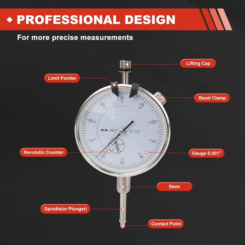 councross 6434 Sleeve Height and Counter Bore Gauge for All Diesel Engines, Compact and Versatile Cylinder Bore Gauge Range: 0-1.00" Graduation: 0.001" Reading: 0-100 Portable Case Included - Image 3